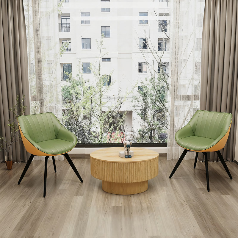 Ensemble de table 3 pièces, table ronde moderne et 2 chaises de salle à manger pour la cuisine et la maison, Bois, Vert