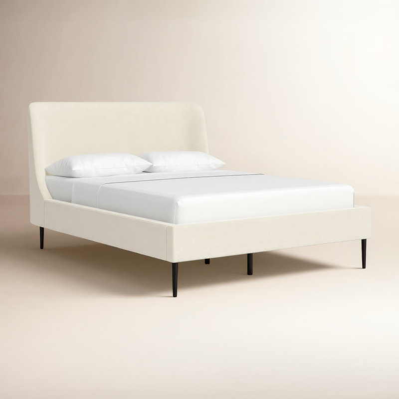 Venedy Upholstered Wingback Bed, Queen, Cream