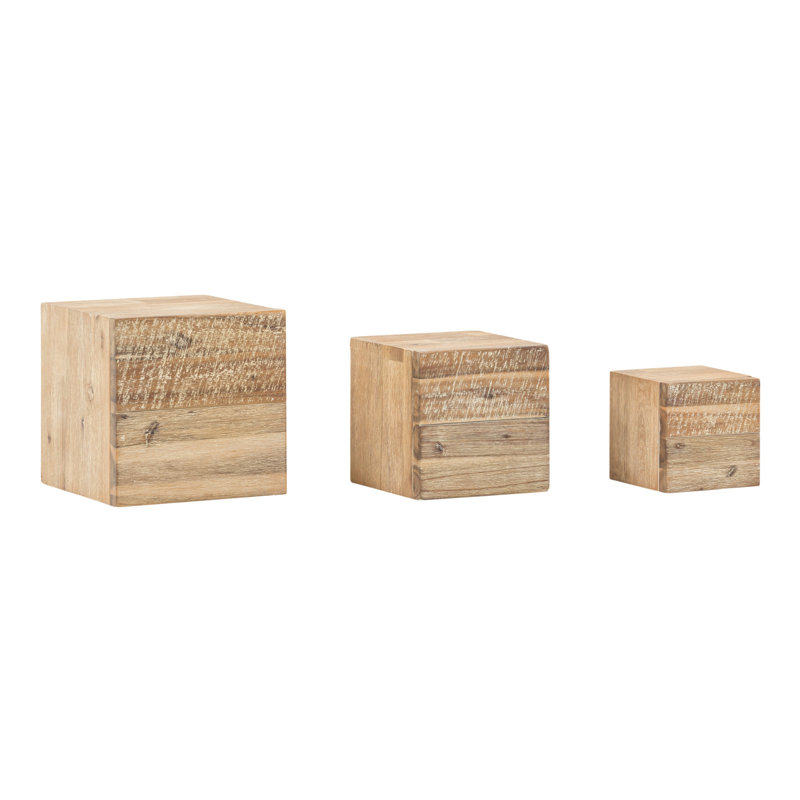 Delinx 3 Piece Square Acacia Solid Wood