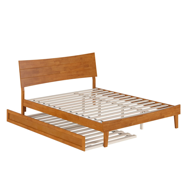 Phoenix Wood Platform Bed with Trundle, Light Toffee, Queen