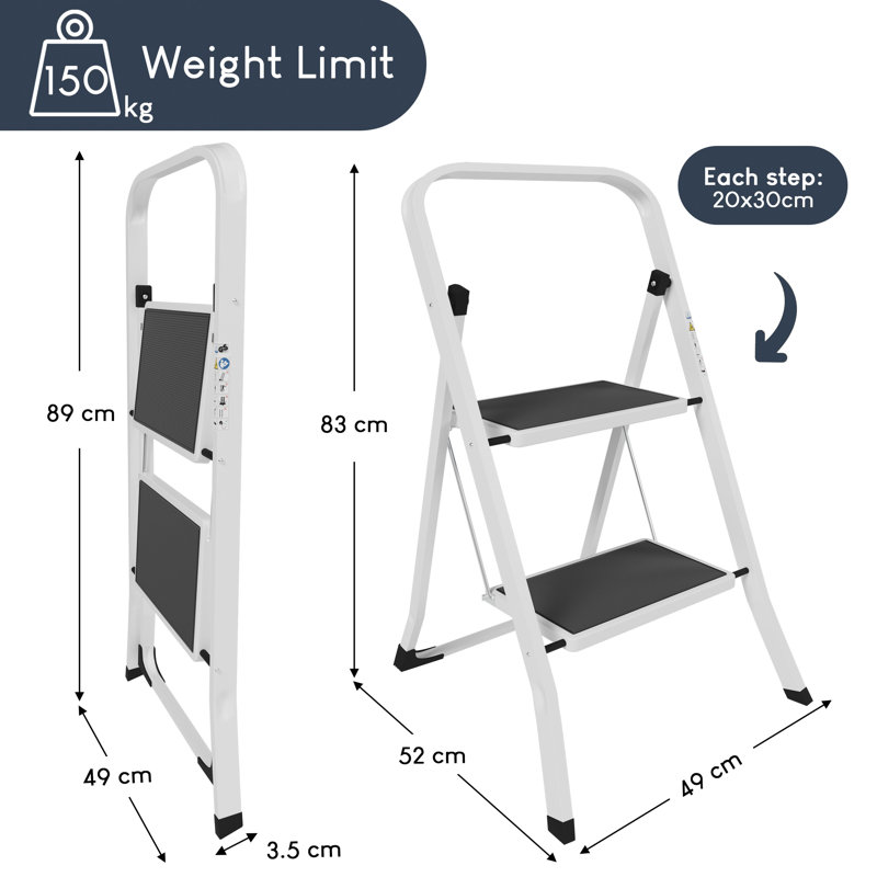 2 - Step Steel Lightweight Folding, White