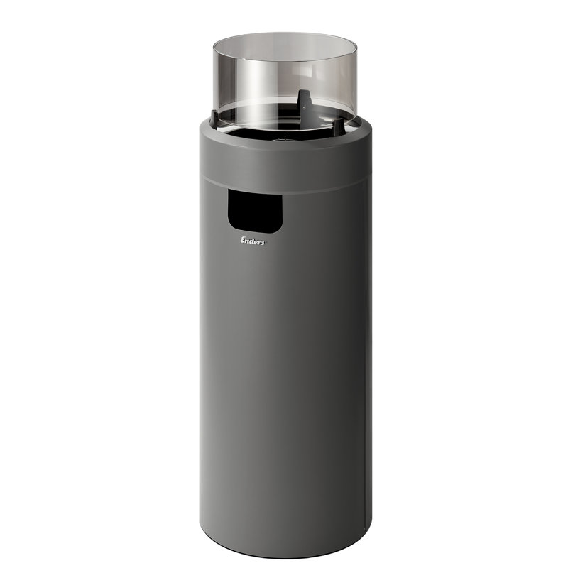 Armentha Round Steel Propane Smokeless Fire Column, 91cm H x 40cm W x 40cm D, Black