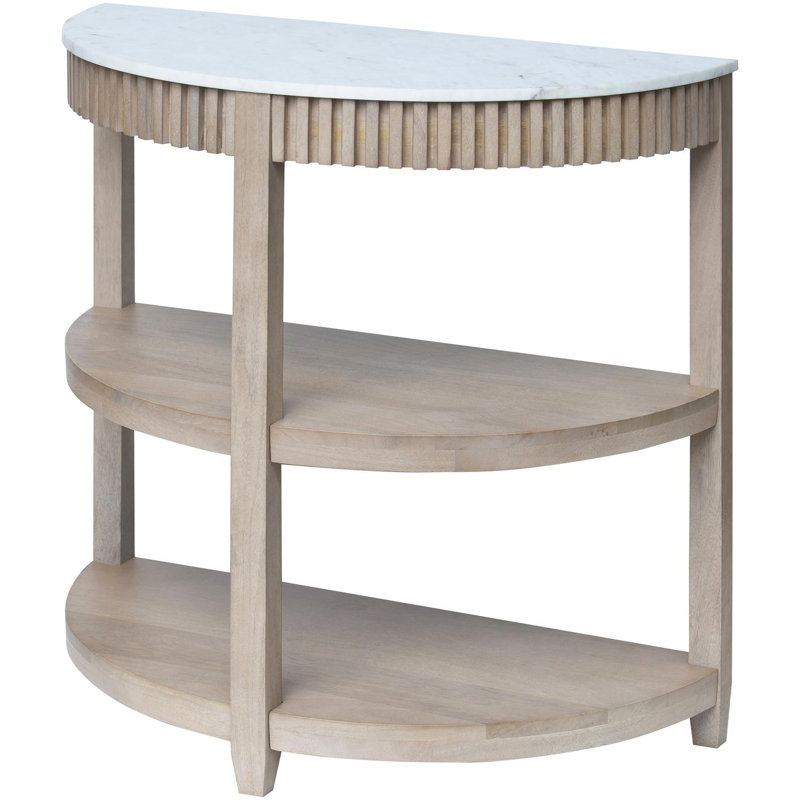 Natural Mango Wood and Marble Console Table