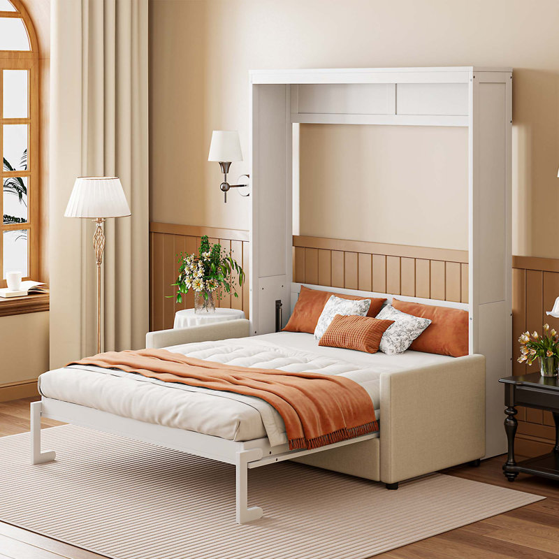Lit escamotable double pleine grandeur avec coussin