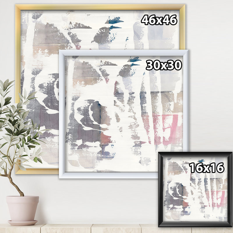 Cadre photo "white out geometric" , reproduction d’art sur toile, Cadre doré, H 30 po x l 30 po x P 1 po