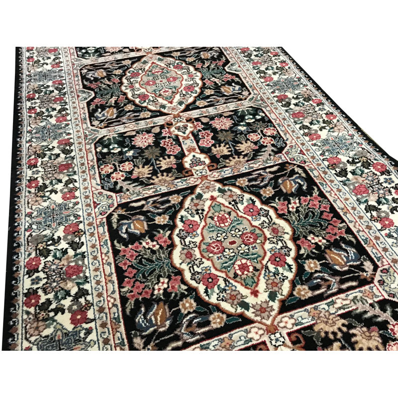 Jahan One-of-a-Kind Runner 2'6" X 8'10" Runner Wool Area Rug in Black/Ivory