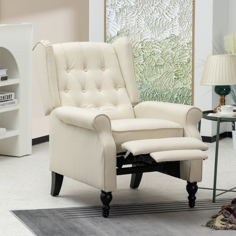 Riley Upholstered Recliners (Set of 2), Beige Polyester