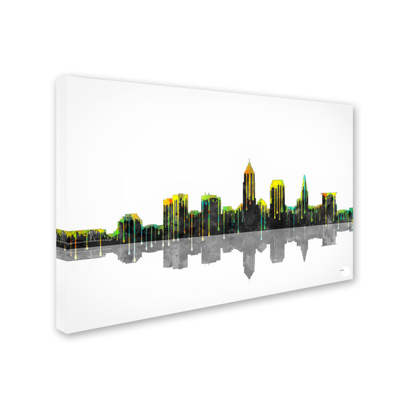 « cleveland ohio horizon », impression sur toile tendue, H 30 po x l 47 po x P 2 po