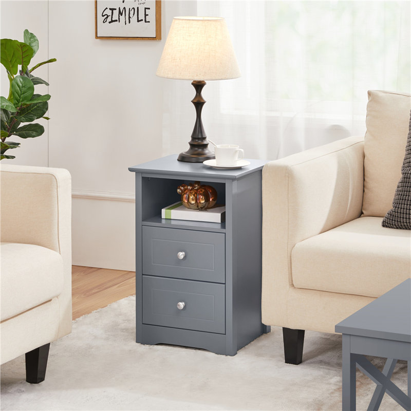 Side Table with Storage, Dark Gray