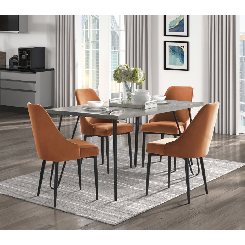 Table de salle à manger et chaises d'appoint Modern Modern, 5, Orange