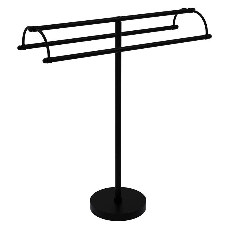 Porte-serviettes sur pied à double accoudoirs, Noir mat