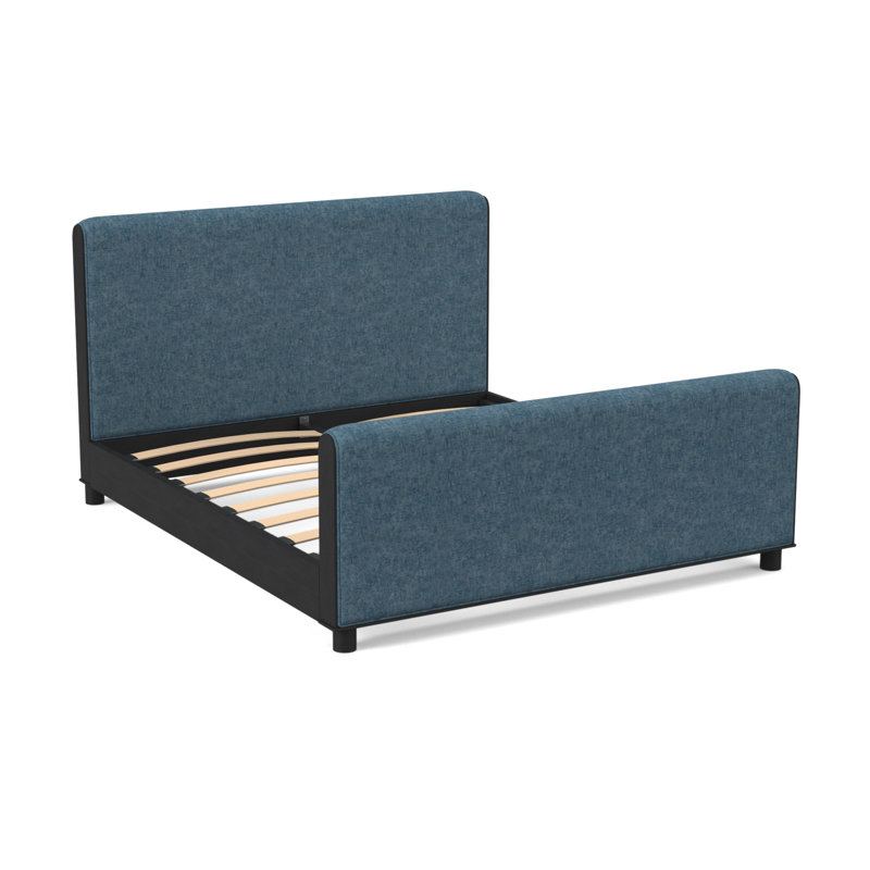 Lit plateforme à profil bas Rollo King, Espresso, Viscose océan Edworth