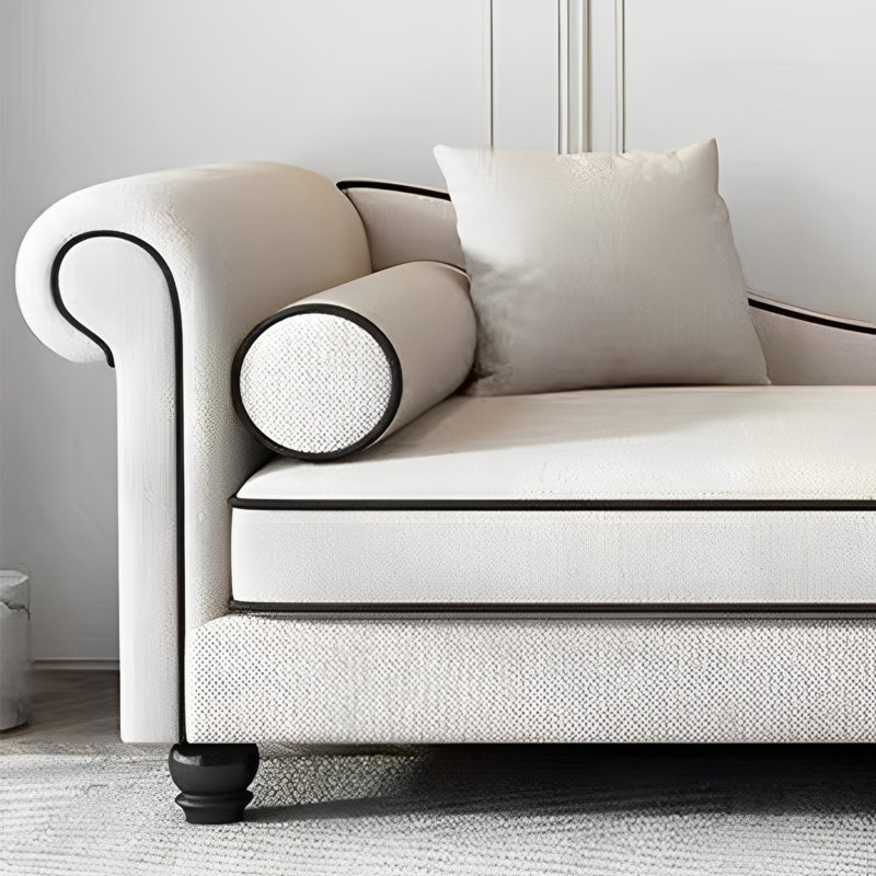 Chaise longue rembourrée Salum, Accoudoir à gauche (vu de face), Blanc crémeux