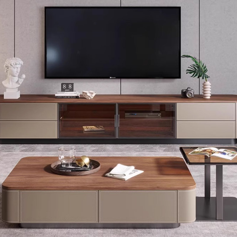 Design sense solid wood coffee table, 14.17" H x 55.11" L x 27.55" W