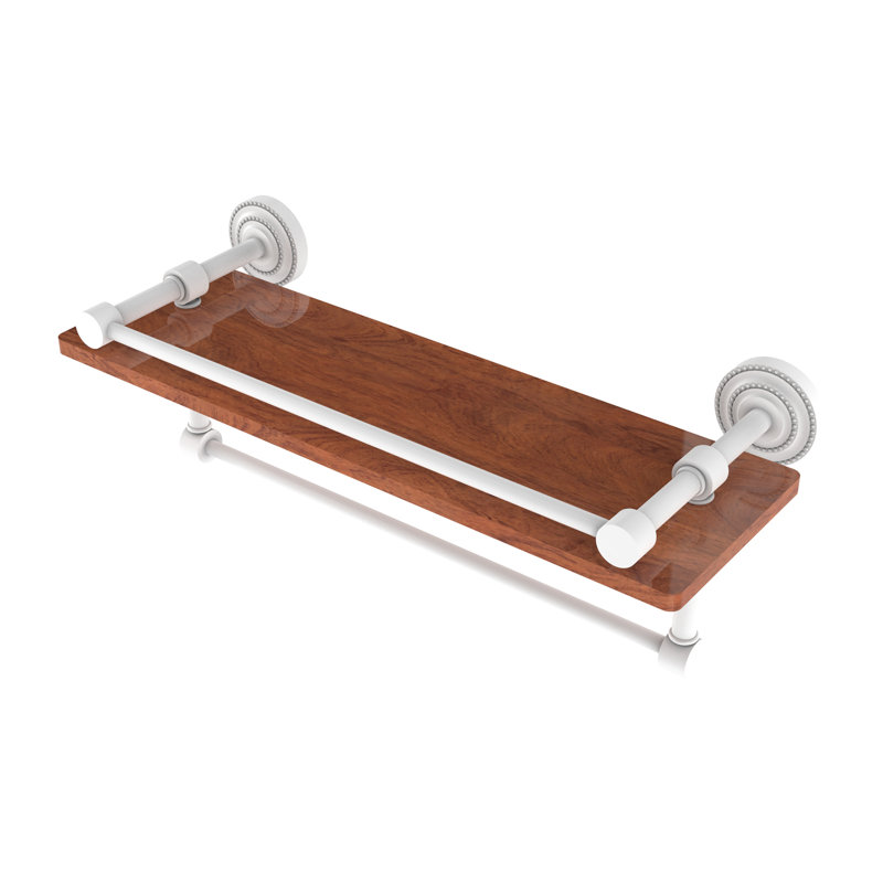 Marchmont Accent Shelf with Towel Bar, Matte White, 5" H x 16" W x 5" D