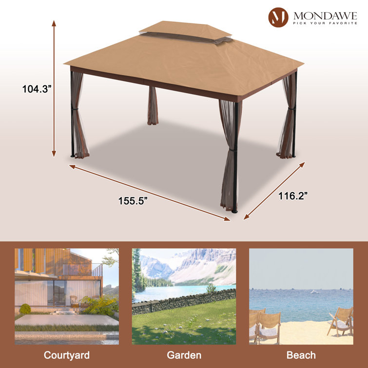 Mondawe 10-ft x 17-ft White Metal Rectangle Pop-up Gazebo in the Gazebos  department at