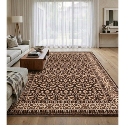 Tapis intérieur brun beige en laine noué à la main