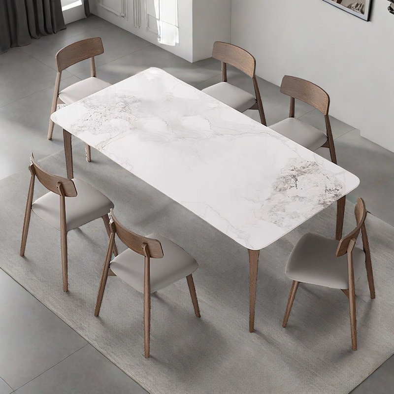 Rectangular rock slab simple modern dining table, 29.53"H x 59.06"L x 31.5"W