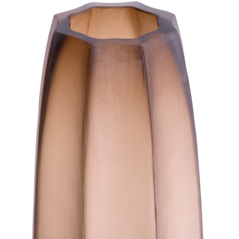 Vase en verre soufflé à la main Tiara, Brun, H 24,41 po x l 7,87 po x P 7,87 po