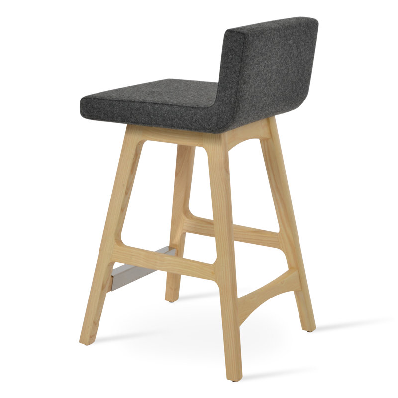 Tabouret Dallas PR, Tabouret de comptoir (siège d'une hauteur de 26 p, Gris foncé, Noyer