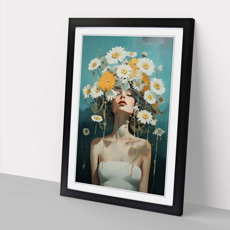 Daisy Dadaism - Single Picture Frame Print on Wood, Black Framed, 46cm H x 34cm W
