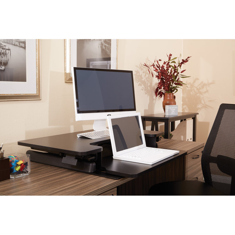 Convertisseurs de bureau pour travailler debout à hauteur réglable sharnièce, Noir