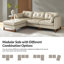 Canapé modulaire réversible Mid-Century en cuir véritable L 101 po Amando-1824188629