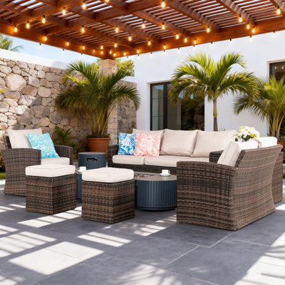 Gingras Cresty 8 - Person Outdoor Seating Group With Cushions