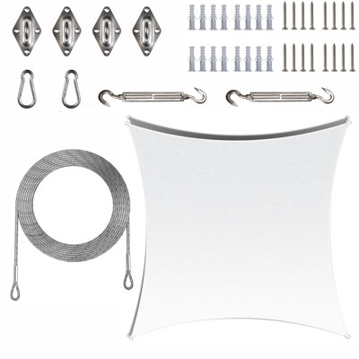 Colourtree Square Shade Sail With Hardware kit and Ropes