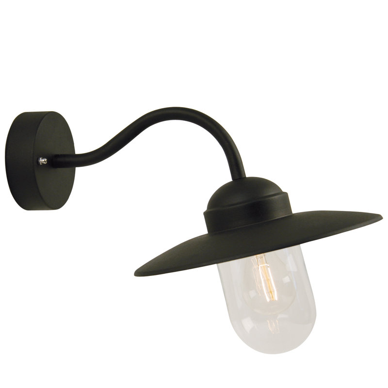 Scandinavian Matte Black 27cm H Outdoor Barn Light, Black