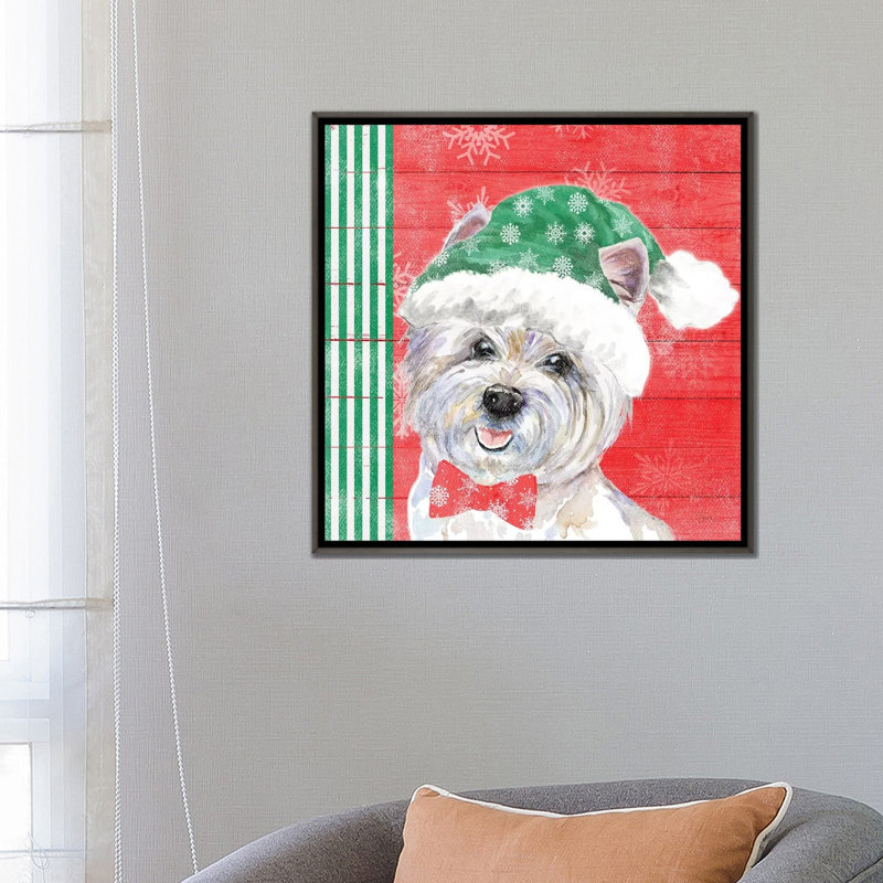 « Holiday Puppy IV » par Patricia Pinto-impression d’art graphique, H 26 po x l 26 po x P 1,5 po, Pas de tapis