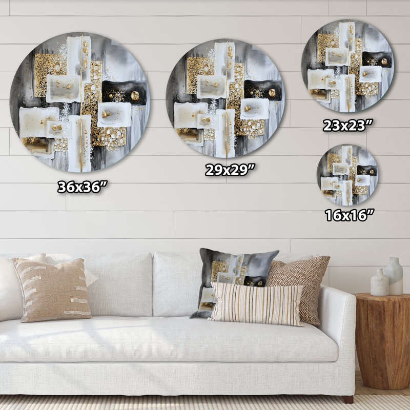 «Golden Balance», art mural abstrait géométrique moderne, H 29 po x l 29 po
