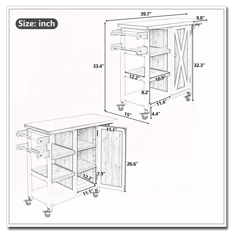 Station de préparation portative pliable avec roulettes verrouillables, Gris