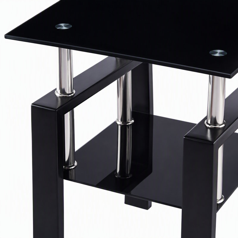 Table basse en verre trempé noir