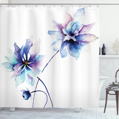 Floral Shower Curtain with Hooks Included