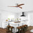 52" Flush Mount Fan Light,3 PCS Solid Wood Blades Ceiling Fan with Lights Remote Control,Quiet DC Motor, 6 Speed ,Reversible Ceiling Fan for Patio Living Room, Bedroom, Office,Indoor.(Stain Nickel )-1932398546-1932398573