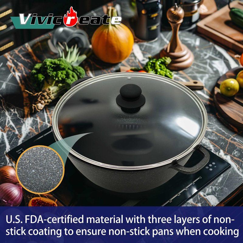 Vivicreate 5 Quarts Non-Stick Cast Aluminum Soup Pot, 13.60"