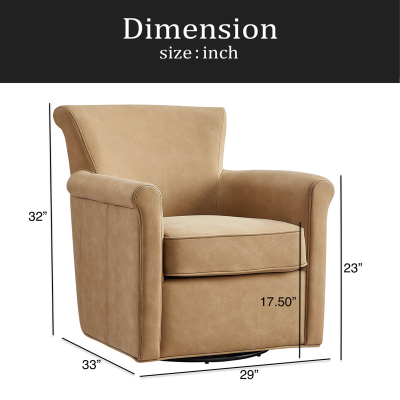 Fauteuil d'appoint pivotant en similicuir, Marron clair