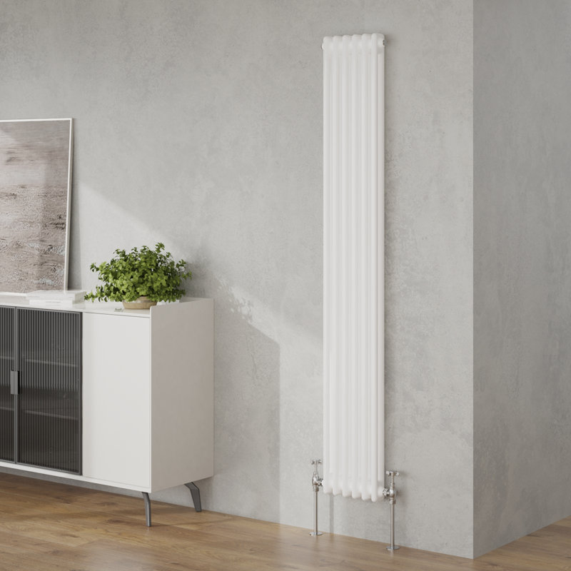 Valda Vertical Traditional 2 Column Designer Radiator, White, 180cm H x 29cm W