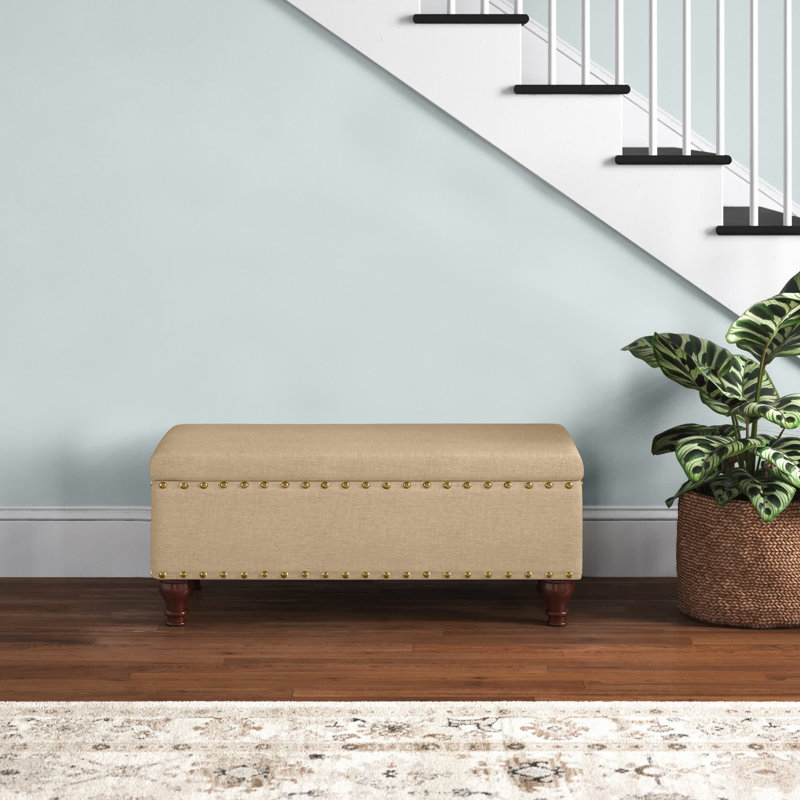 Banc de rangement rembourré Collantes, Têtes de clou taupe / marron tacheté