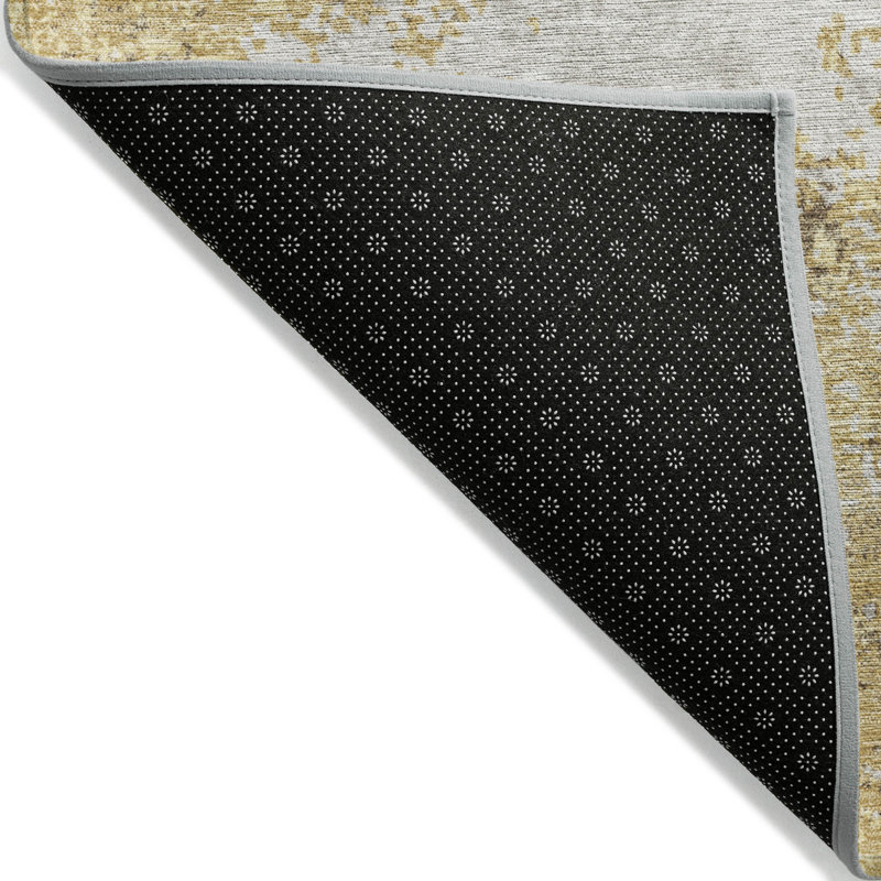 Tapis d'extérieur lavable abstrait brun doré et beige 3 pi x 5 pi