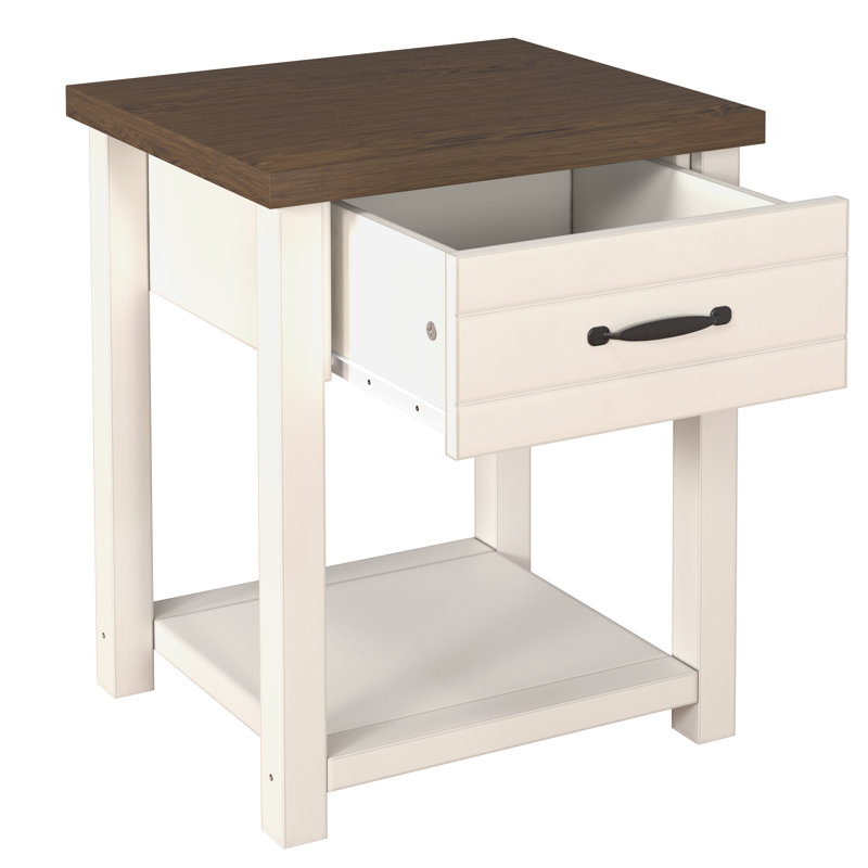 Ametria 18.5'' W Nightstand, Brown/Ivory