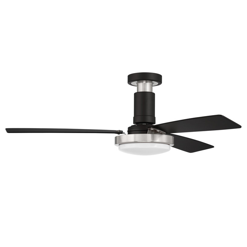 Medeea 52'' Ceiling Fan with LED Lights, Flat Black/Brushed Polished Nickel