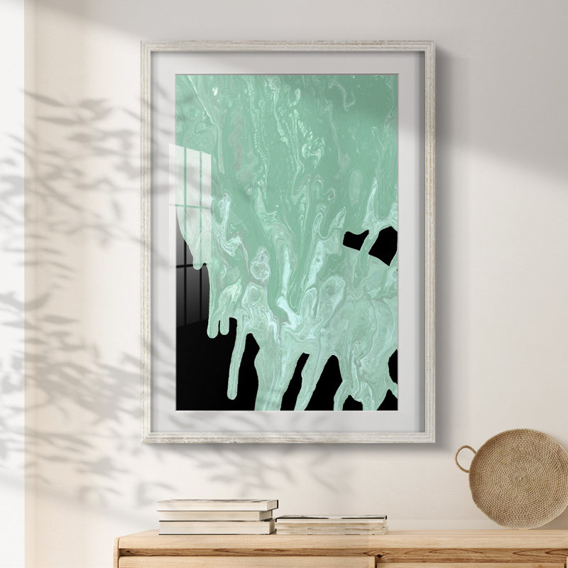 Bleu sarcelle cascade I - impression encadrée, H 28,5 po x l 20,5 po, Blanc
