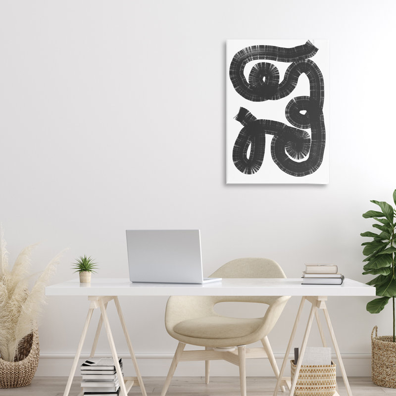 Toile en spirale noire et blanche, design par Anna Lischenko, H 24 po x l 16 po