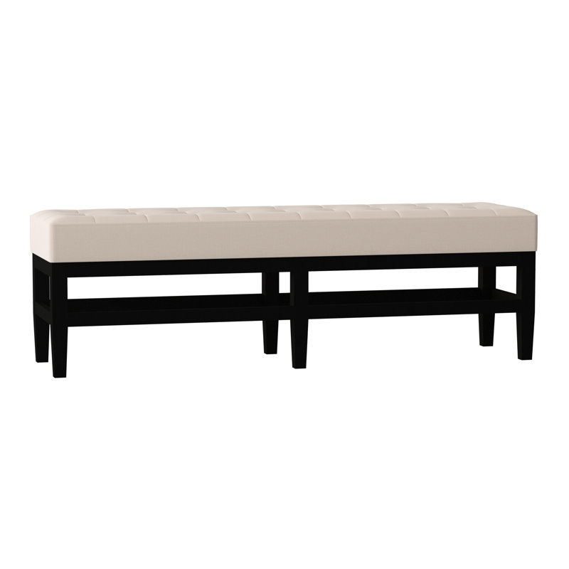 Galindo-White Upholstered Bench, Key Oatmeal, Mahogany