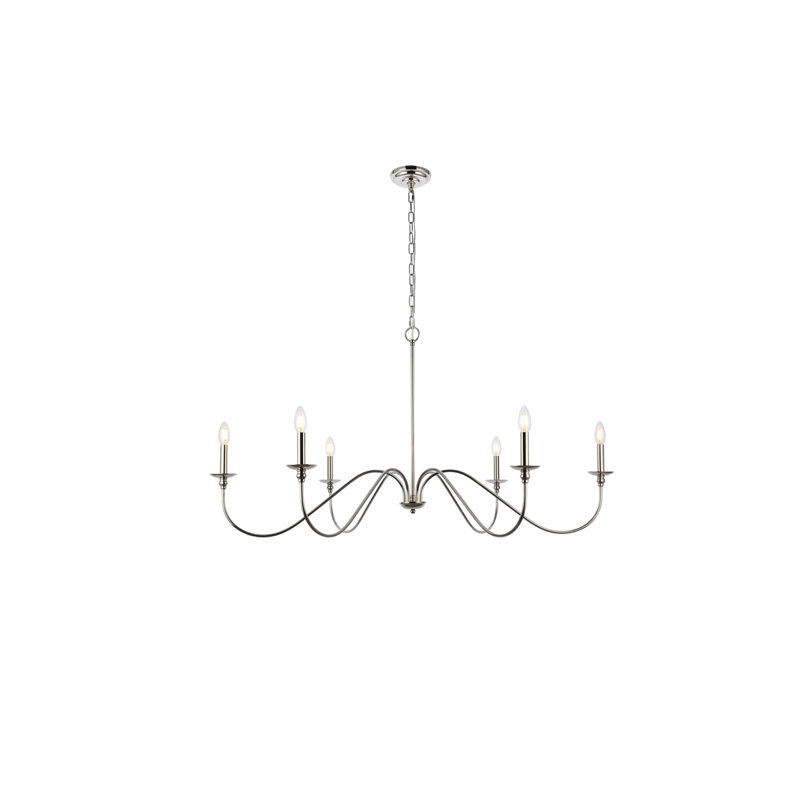 Sherree 6-Light Dimmable Chandelier, Polished Nickel, 18" H x 30" W x 30" D