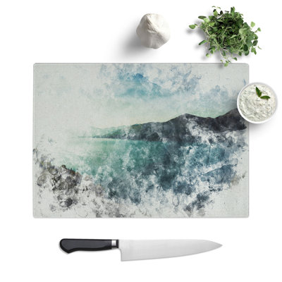 Sunlight over a Lake Watercolour Chopping Board