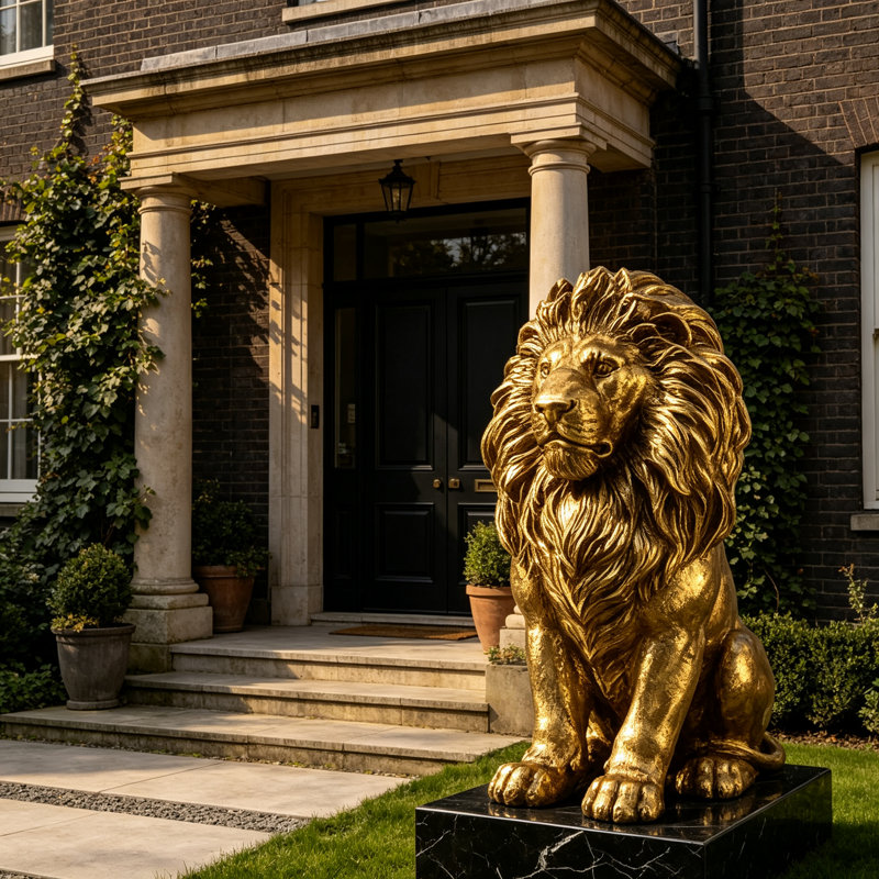 Statue de lion en résine de 24 pouces, décoration extérieure résistante aux intempéries, idéale pour les jardins, les parcs et les entrées de maison