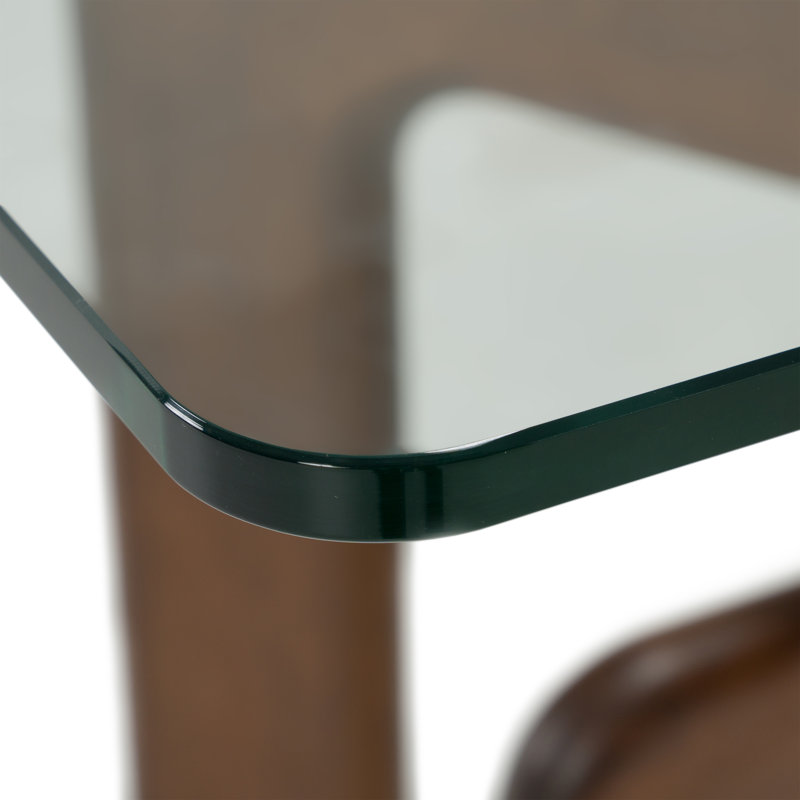 Velshi - Table de salle à manger rectangulaire moderne en verre et noyer